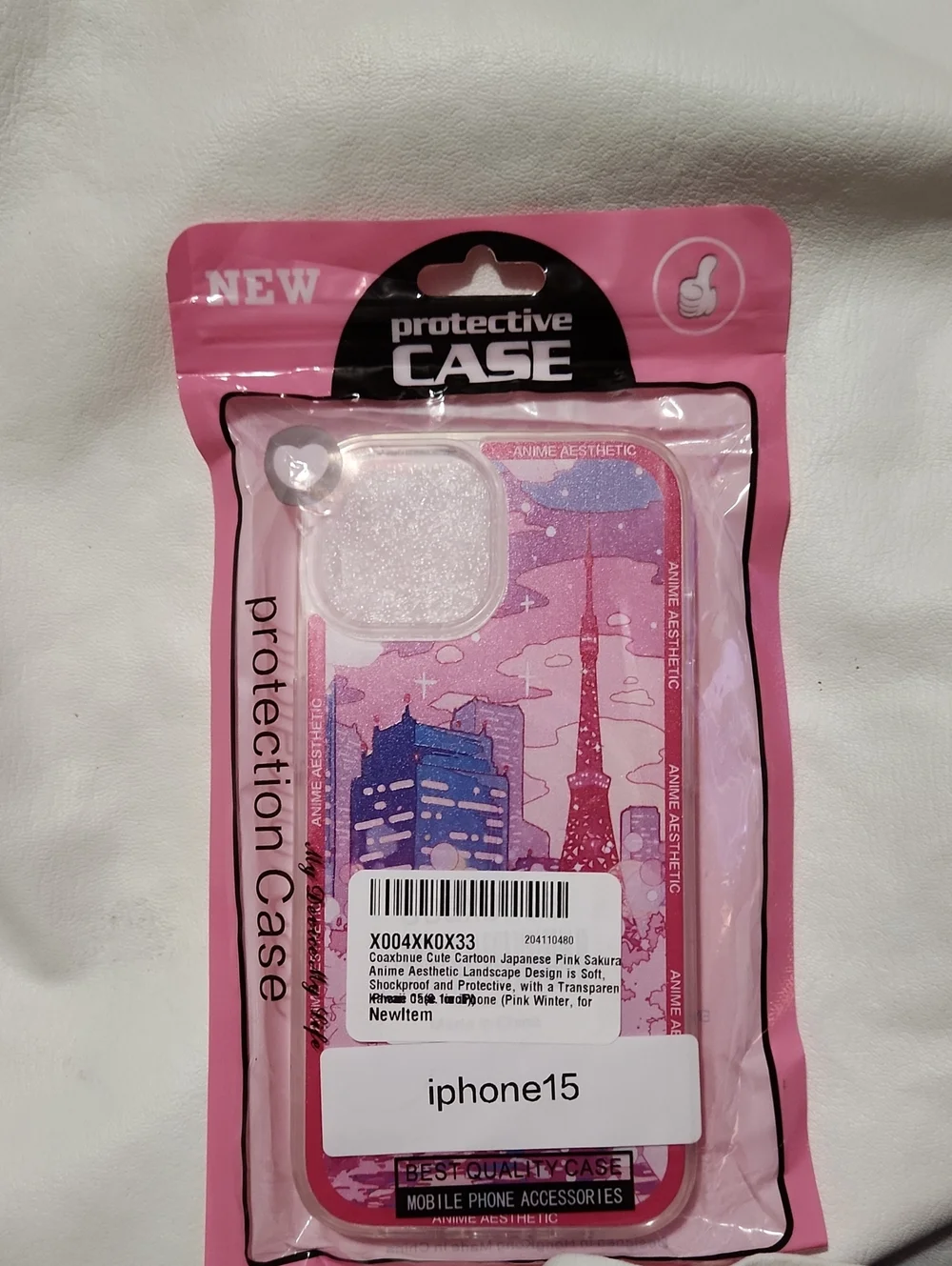 iPhone 15 Pink Sakura Protective Case by